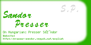 sandor presser business card